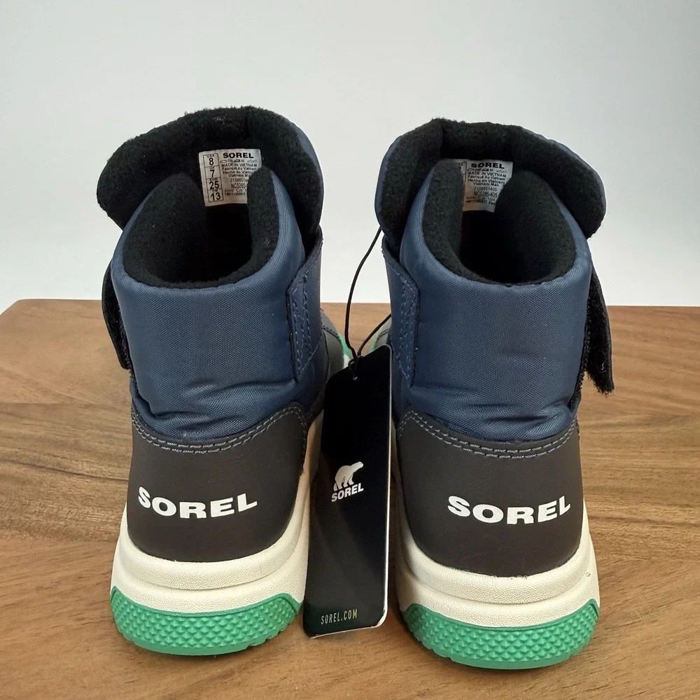 New Little Kids Sorel Whitney III Waterproof‎ Blue Winter Mid Boots Size 8 C